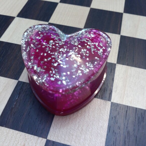 Pink Heart Box with Silver Flakes.💖 - Picture 7 of 9